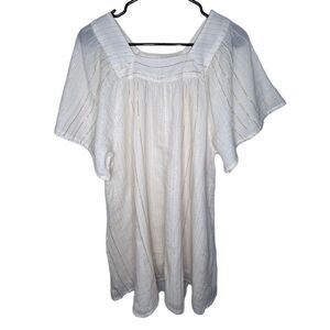 Billabong White and Gold Striped Babydoll Flowy Dress